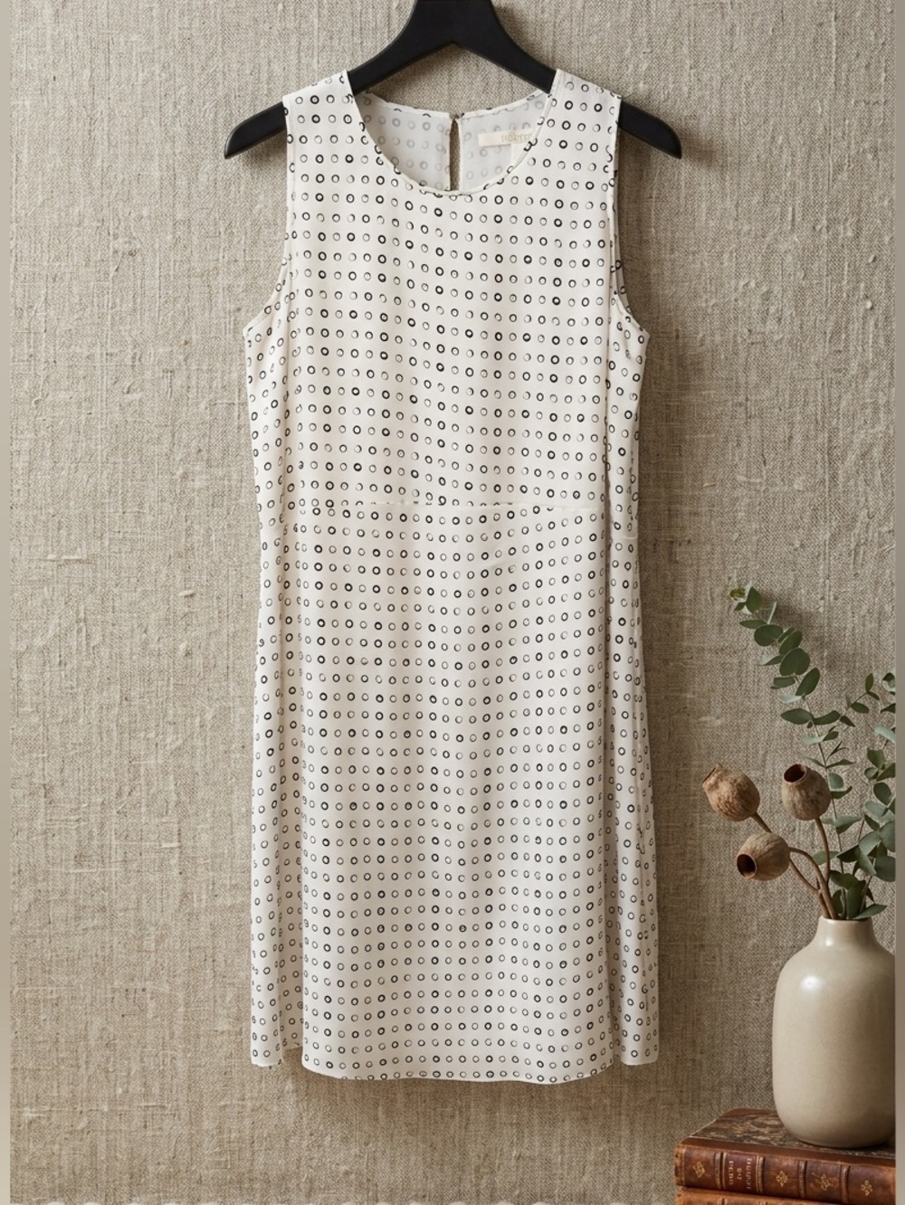 Nordstrom Collection / Ivory Cloud Silk Shift Dress Black Circles - Sz 12 - NWT
